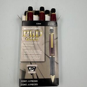 Sanford PhD Gold Mechanical Pencil 0.5mm 6ct Black Cherry 18k Gold Trim 68002